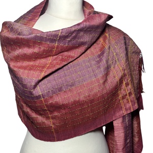 Kézzel szőtt Rózsaszín - Mályva Selyem Kendő - ruha & divat - sál, sapka, kendő - kendő - Meska.hu