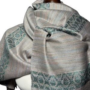 Kézzel szőtt elegáns púder Rózsaszín Zöld Selyem Kendő, Ruha & Divat, Sál, Sapka, Kendő, Kendő, Szövés, MESKA