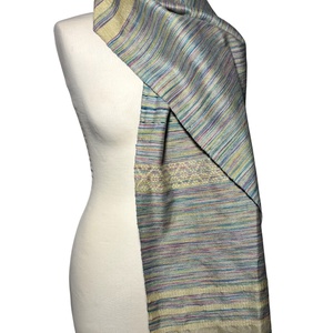 Kézzel szőtt Sárga zöld Kék színátmenetes Selyem Kendő, Ruha & Divat, Sál, Sapka, Kendő, Kendő, Szövés, MESKA