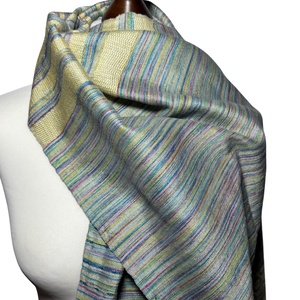 Kézzel szőtt Sárga zöld Kék színátmenetes Selyem Kendő - ruha & divat - sál, sapka, kendő - kendő - Meska.hu