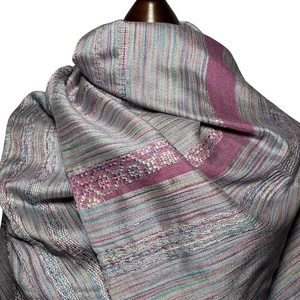 Kézzel Szőtt Rózsaszín - Zöld átmenetes Merinó Gyapjú és Selyem Kendő - ruha & divat - sál, sapka, kendő - kendő - Meska.hu