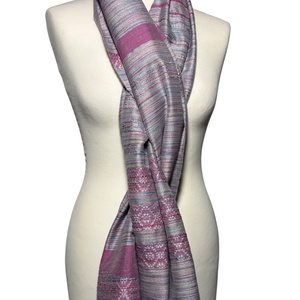 Kézzel Szőtt Rózsaszín - Zöld átmenetes Merinó Gyapjú és Selyem Kendő - Meska.hu