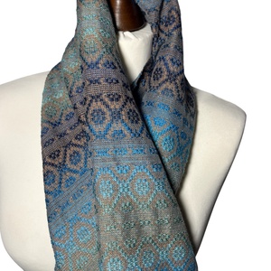 Kézzel szőtt Türkiz Barna színátmenetes Merinó és Selyem Kendő - ruha & divat - sál, sapka, kendő - kendő - Meska.hu