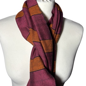 Kézzel szőtt csíkos Pink Narancs Merino Kendő - ruha & divat - sál, sapka, kendő - kendő - Meska.hu