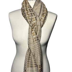 Kézzel szőtt Arany - Fehér Selyem Kendő - ruha & divat - sál, sapka, kendő - kendő - Meska.hu