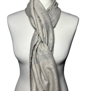 Kézzel szőtt elegáns Bézs Pamut Kendő - ruha & divat - sál, sapka, kendő - kendő - Meska.hu