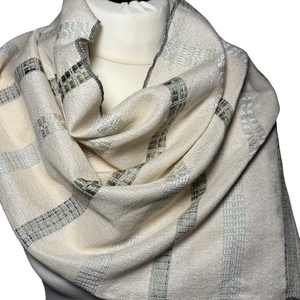 Kézzel szőtt rusztikus Mulberry Selyem - Merinó Nyers Zöld Kendő - ruha & divat - sál, sapka, kendő - kendő - Meska.hu