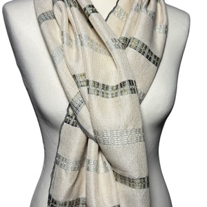 Kézzel szőtt rusztikus Mulberry Selyem - Merinó Nyers Zöld Kendő - ruha & divat - sál, sapka, kendő - kendő - Meska.hu