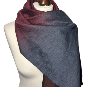 Kézzel szőtt Ezüst Bordó Barna Merinó Kendő - ruha & divat - sál, sapka, kendő - kendő - Meska.hu