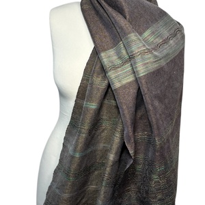 Kézzel szőtt Mohazöld Barna Selyem Merino kendő, Elegáns női kiegészítő - ruha & divat - sál, sapka, kendő - kendő - Meska.hu