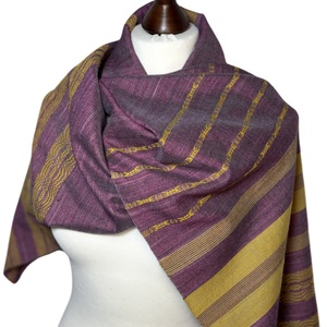 Kézzel szőtt Lila - Sárga Selyem Merino kendő, Elegáns női kiegészítő - ruha & divat - sál, sapka, kendő - kendő - Meska.hu