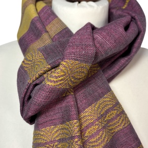 Kézzel szőtt Lila - Sárga Selyem Merino kendő, Elegáns női kiegészítő - ruha & divat - sál, sapka, kendő - kendő - Meska.hu