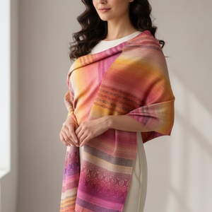 Kézzel szőtt Naplemente Selyemkendő, Elegáns női kiegészítő, Ruha & Divat, Sál, Sapka, Kendő, Kendő, Szövés, MESKA