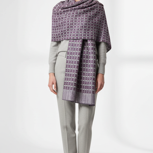 Kézzel Szőtt Lila Merinó Gyapjú és Selyem Kendő, leheletnyi rózsaszínnel, Ruha & Divat, Sál, Sapka, Kendő, Kendő, Szövés, MESKA