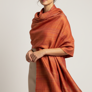 Kézzel szőtt Terrakotta Merino - Selyem Kendő - Meska.hu