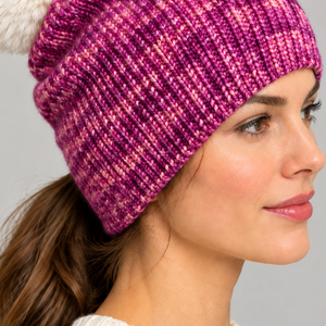 Pink mályva kézzel festett, Kötött EGYED I Merino Gyapjú Sapka levehetö Fehérvári pompommal - ruha & divat - sál, sapka, kendő - sapka - Meska.hu