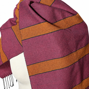 Kézzel szőtt csíkos Pink Narancs Merino Kendő - ruha & divat - sál, sapka, kendő - kendő - Meska.hu