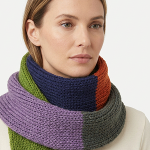 Zöld Narancs Kék Lila Kötött Merino Gyapjú Sál 158 x 16 cm - ruha & divat - sál, sapka, kendő - sál - Meska.hu
