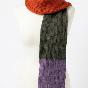 Zöld Narancs Kék Lila Kötött Merino Gyapjú Sál 158 x 16 cm - ruha & divat - sál, sapka, kendő - sál - Meska.hu