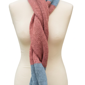 Kék rózsaszín Kötött Merino Gyapjú Sál 185 x 16 cm - ruha & divat - sál, sapka, kendő - sál - Meska.hu
