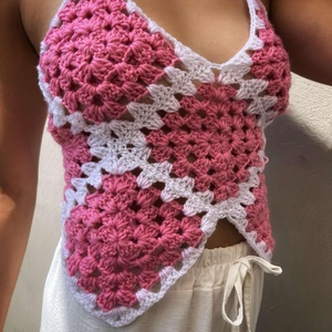 Granny square nyári felső - ruha & divat - női ruha - póló, felső - Meska.hu