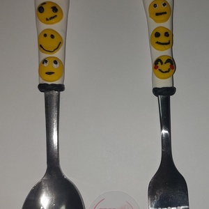 Smiley mintás teáskanál-kisvilla szett, Otthon & Életmód, Konyhafelszerelés, tálalás, Tálalás, Kanál & Villa, Gyurma, MESKA