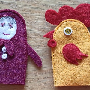 Ujjbábok A kiskakas gyémánt félkrajcárja c. meséhez - játék & sport - bábok - ujjbáb - Meska.hu