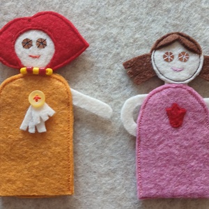 ujjbábok       Anya, kislánya, Játék & Sport, Bábok, Ujjbáb, Baba-és bábkészítés, Varrás, A bábok filcből készültek, főleg az óvodás korosztály kedveli, lehet gyűjteni is.


az ár a 2 darab..., MESKA