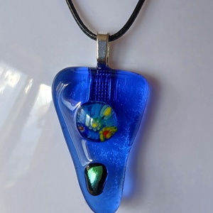 Kék háromszög üvegmedál, Ékszer, Nyaklánc, Medál, , MESKA