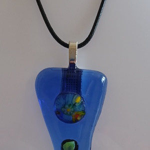 Kék háromszög üvegmedál - ékszer - nyaklánc - medál - Meska.hu