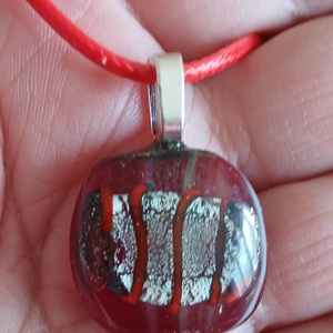 Bordó üvegmedál - ékszer - nyaklánc - medál - Meska.hu