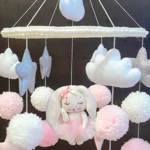 Nyuszi lányka, Baba - mama, Baba játékok, Kiságyforgó, Hímzés, Varrás, MESKA