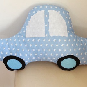 Autó formájú párna - Babakék / Fehér - Autós díszpárna - Autó párna - Textiljáték - Textilfigura -  - Meska.hu