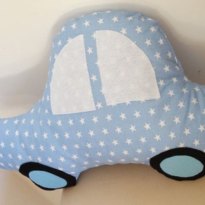 Autó formájú párna - Babakék / Fehér - Autós díszpárna - Autó párna - Textiljáték - Textilfigura -  - Meska.hu