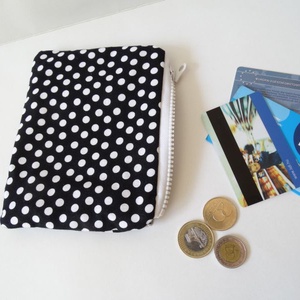 Pöttyös Pénztárca - Kártyatartó - Pöttyös mini neszesszer - Sminktáska - Kozmetikai táska - Fekete/fehér - Telefontartó  - táska & tok - pénztárca & más tok - kártyatartó & irattartó - Meska.hu