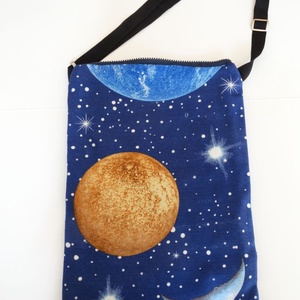 Bolygós oldaltáska / válltáska - Bolygós textil táska - Könnyű táska - Átkötős táska - Világűr Laptáska -  - Meska.hu