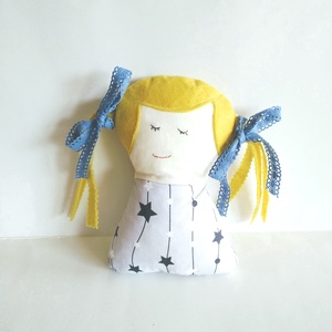Szőke Tündérlány - Csillaglány - kislány tündér baba - copfos angyal baba - rongybaba - textil baba - Angyal  - játék & sport - baba & babaház - baba - Meska.hu
