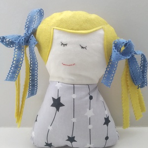 Szőke Tündérlány - Csillaglány - kislány tündér baba - copfos angyal baba - rongybaba - textil baba - Angyal  - játék & sport - baba & babaház - baba - Meska.hu