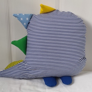 Dinoszaurusz párna - Dínós díszpárna - Csíkos Dínó figura - Textil játék - Dínó Textil figura - otthon & életmód - babaszoba, gyerekszoba - gyerek díszpárna - Meska.hu