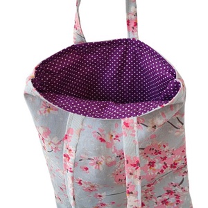 Cseresznyevirágos Shopper - Bevásárló táska - cseresznye virágos vászontáska - Ökotáska - Textil táska - tote bag - táska & tok - bevásárlás & shopper táska - shopper, textiltáska, szatyor - Meska.hu