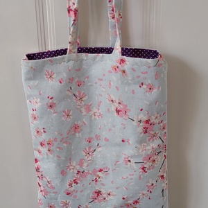 Cseresznyevirágos Shopper - Bevásárló táska - cseresznye virágos vászontáska - Ökotáska - Textil táska - tote bag - táska & tok - bevásárlás & shopper táska - shopper, textiltáska, szatyor - Meska.hu