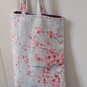 Cseresznyevirágos Shopper - Bevásárló táska - cseresznye virágos vászontáska - Ökotáska - Textil táska - tote bag - táska & tok - bevásárlás & shopper táska - shopper, textiltáska, szatyor - Meska.hu