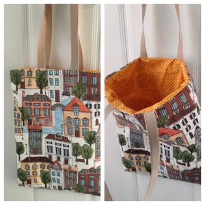 Városi Shopper - Bevásárló táska házsor mintával - vászontáska város mintával - Ökotáska - Textil táska - tote bag, Táska & Tok, Bevásárlás & Shopper táska, Shopper, textiltáska, szatyor, Varrás, MESKA