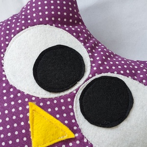 Pöttyös bagoly figura - bagoly párna - kispárna - baglyos párna - figurapárna - textil figura - gyerek párna - otthon & életmód - babaszoba, gyerekszoba - gyerek díszpárna - Meska.hu