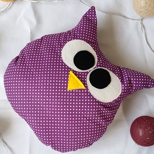 Pöttyös bagoly figura - bagoly párna - kispárna - baglyos párna - figurapárna - textil figura - gyerek párna - otthon & életmód - babaszoba, gyerekszoba - gyerek díszpárna - Meska.hu