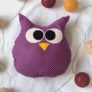 Pöttyös bagoly figura - bagoly párna - kispárna - baglyos párna - figurapárna - textil figura - gyerek párna - otthon & életmód - babaszoba, gyerekszoba - gyerek díszpárna - Meska.hu
