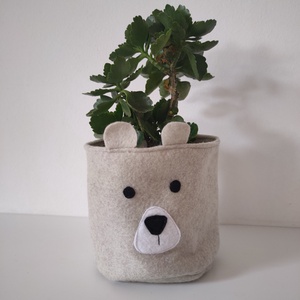 Macis tároló kosárka - állatos kaspó takaró - állat figurás gyerekszobai kosár - puha filc kaspó  - otthon & életmód - tárolás & rendszerezés - tárolókosár - Meska.hu