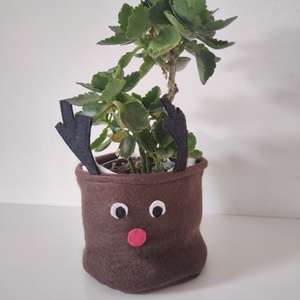 Rénszarvas kaspó - filc kaspó takaró kosárka - állatos tároló - gyerekszobai dekoráció - karácsonyi kosár - puha kaspó  - karácsony - karácsonyi lakásdekoráció - karácsonyi lakásdíszek - Meska.hu