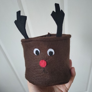 Rénszarvas kaspó - filc kaspó takaró kosárka - állatos tároló - gyerekszobai dekoráció - karácsonyi kosár - puha kaspó  - Meska.hu