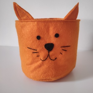 Cicás kaspó - filc kaspó takaró kosár - állatos tároló - cica formájú kosár - cica figurás dekoráció gyerekszobába - otthon & életmód - dekoráció - asztal és polc dekoráció - dekorációs tál, tartó - Meska.hu